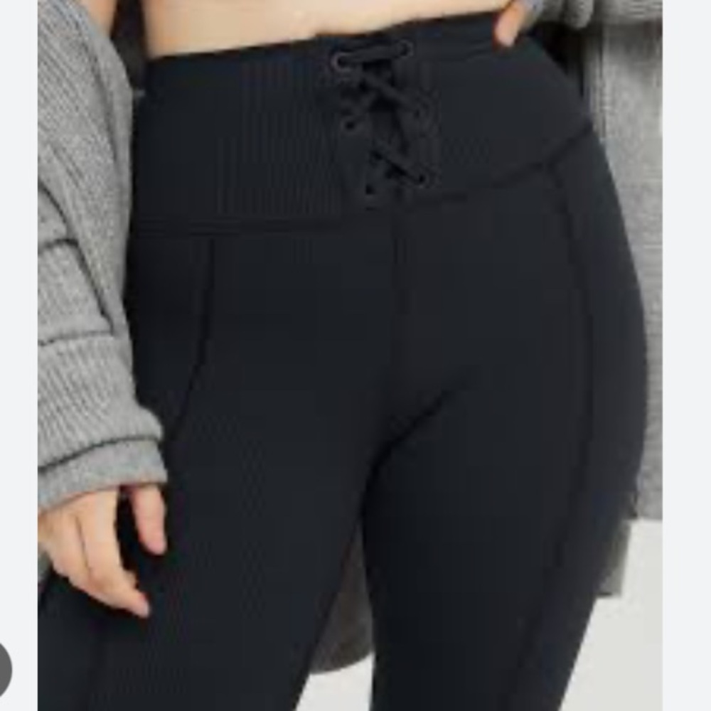 Aerie Black Lace-Up Leggings